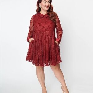 Burgundy Unique Vintage Dress